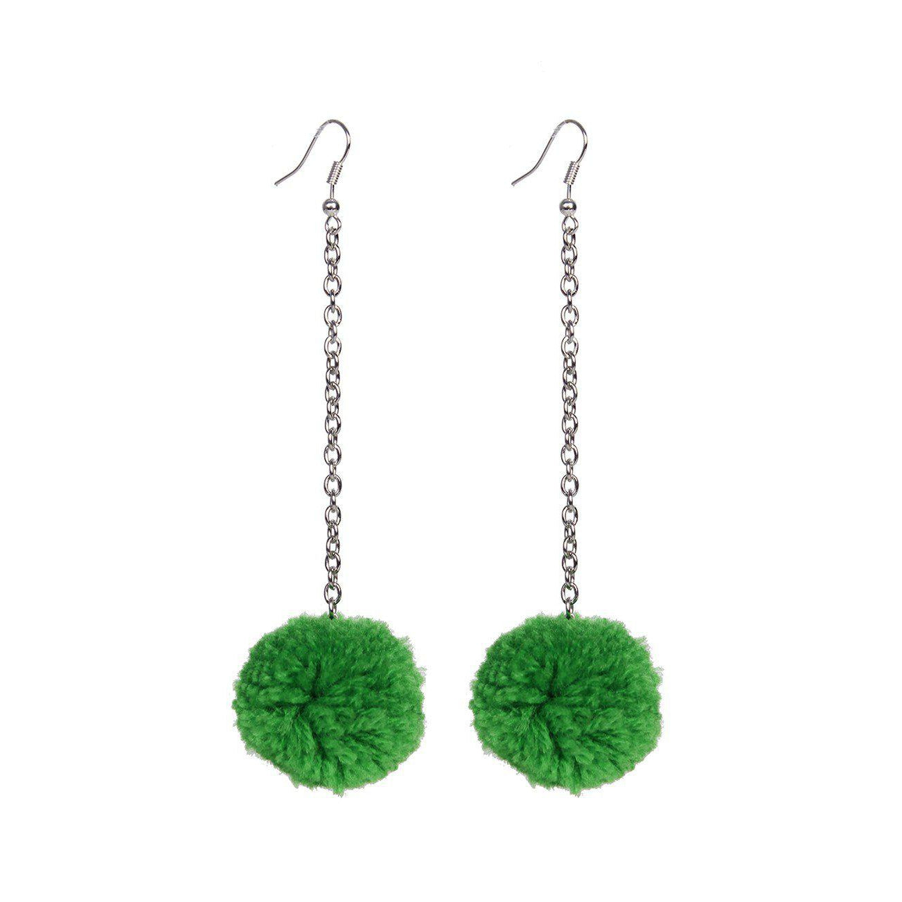 Pom Pom Chain Earrings - Thailand
