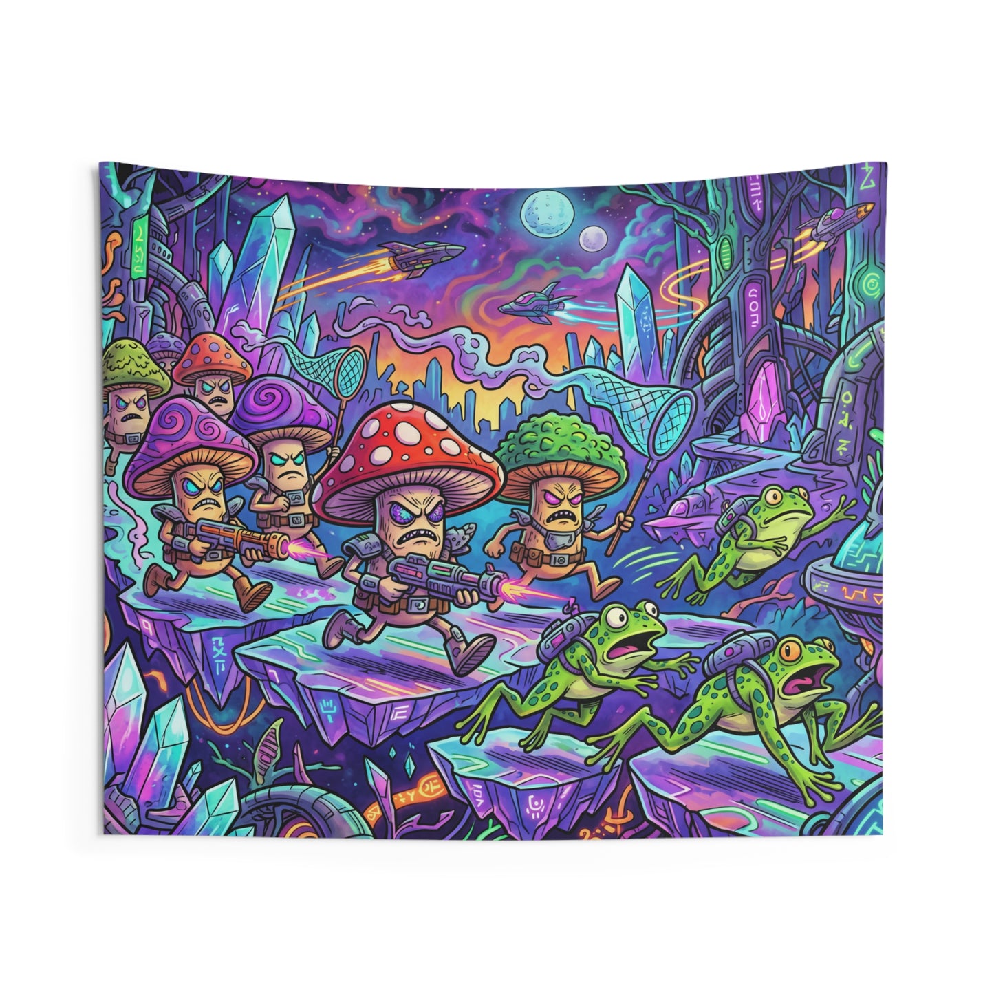 Futuristic Mushroom People Tapestry
