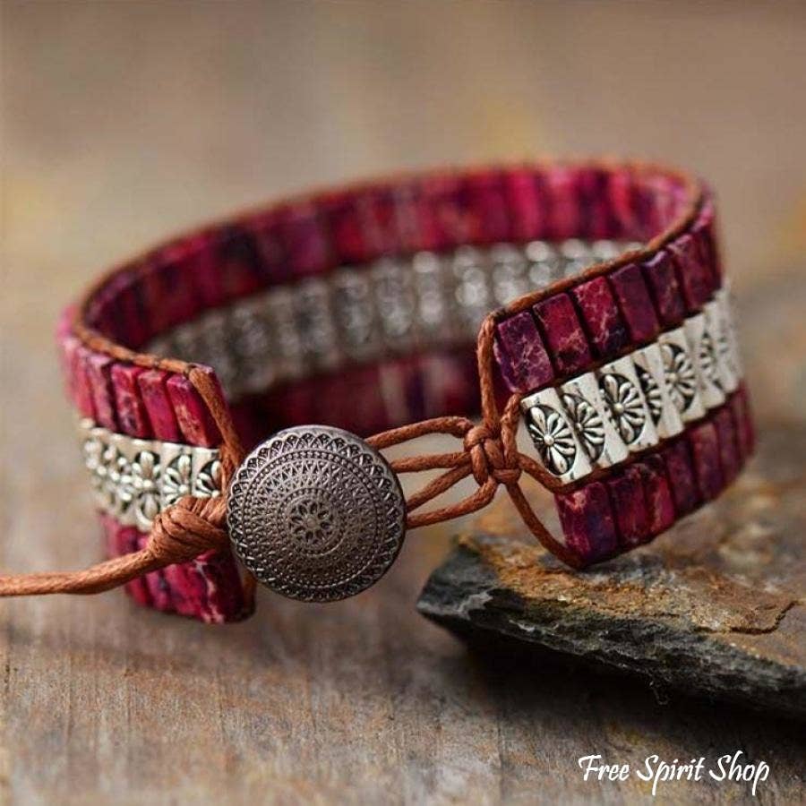 Tibetan Fuchsia Jasper Wrap Bracelet