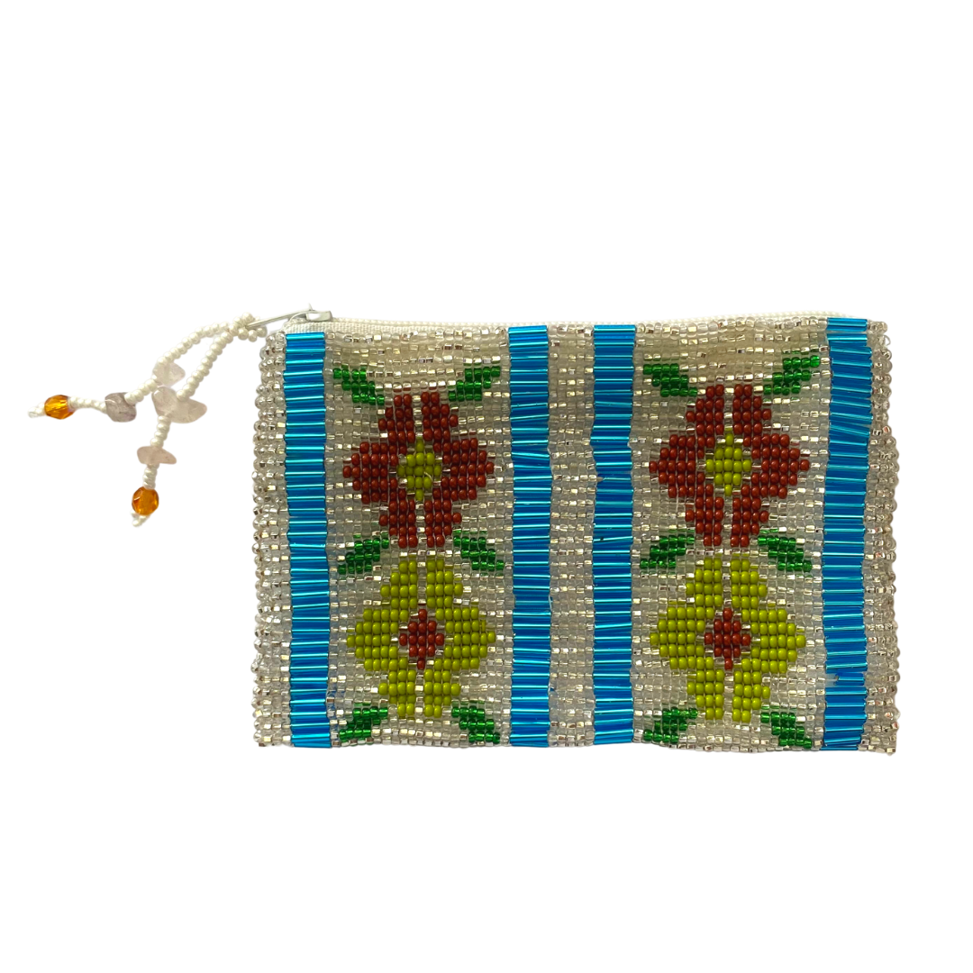 Small Flowers Sead Bead Handmade Coin Purse - Guatemala