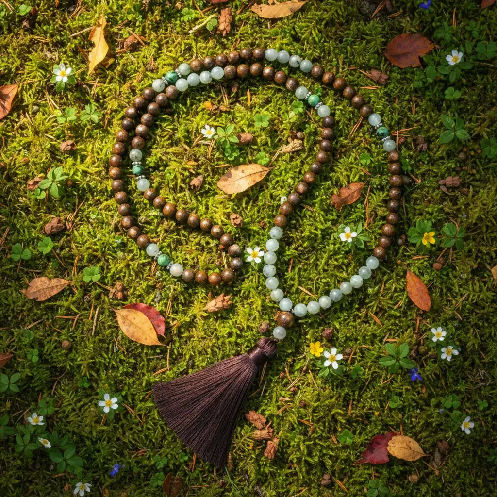 Bronzite, Labradorite, Tiger Eye and Ruby Zoisite Mala Necklace - Grounding & Empowerment: Knotted Mala Necklace
