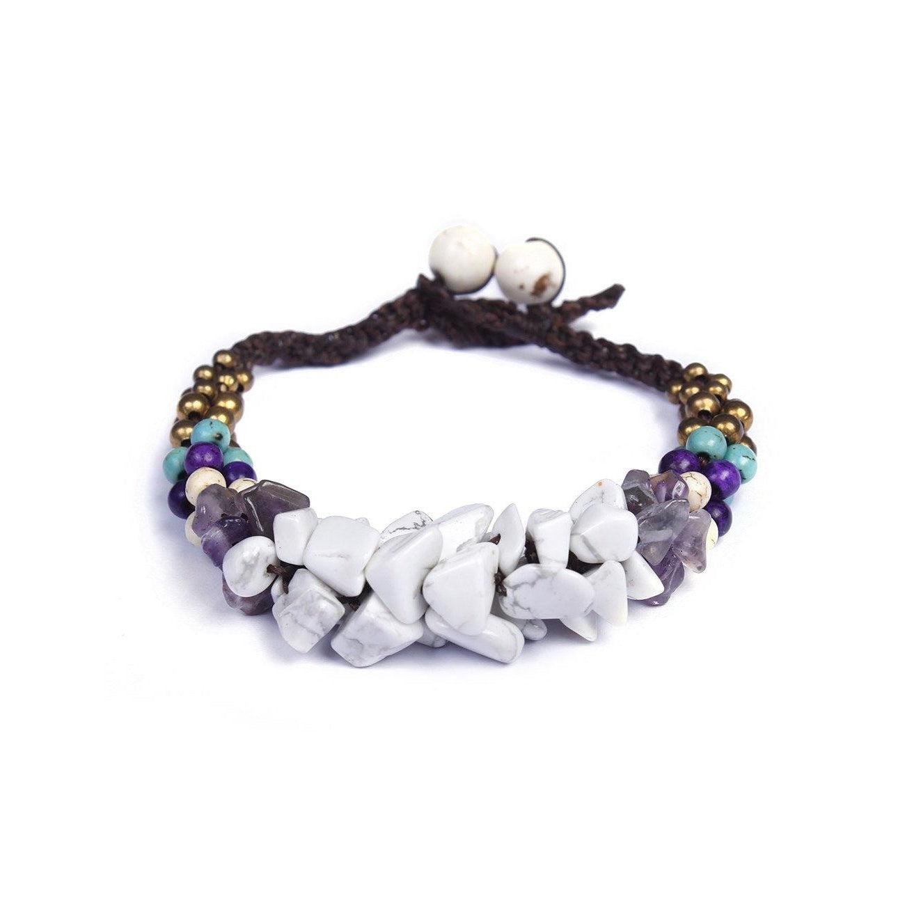 Cluster Brass Bead & Stone Bracelet - Thailand