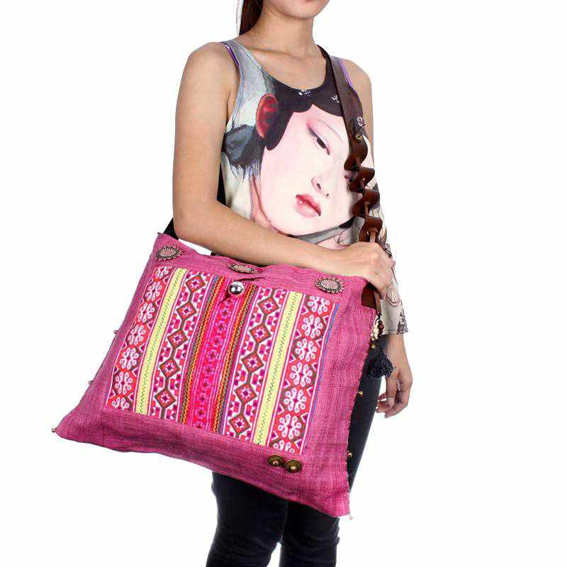 Vintage Baby Carrier Tote with Adjustable Strap - Thailand