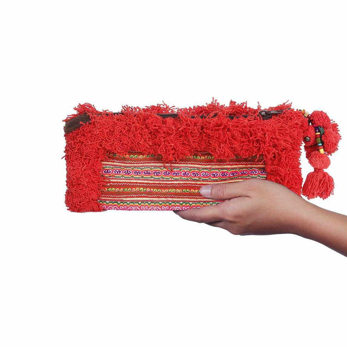 One-of-a-Kind Vintage Hmong Textile Upcycled Clutch Fair Trade Artisan Bag - Thailand