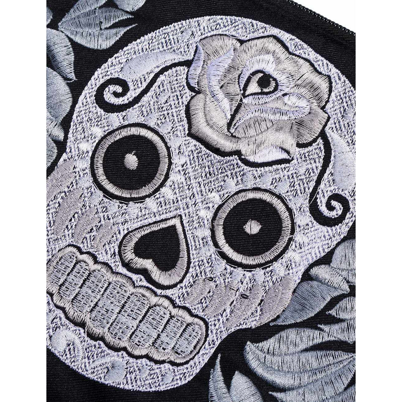 Sugar Skull Embroidered Wristlet Clutch Boho Day of the Dead Purse Fair Trade - Thailand