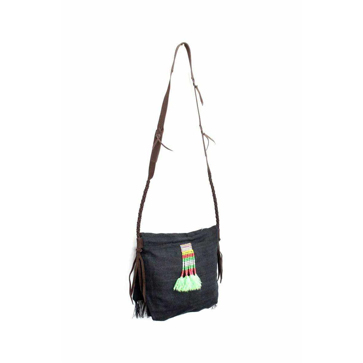 Hemp Diamond Cross-body Embroidered Fabric Purse - Thailand