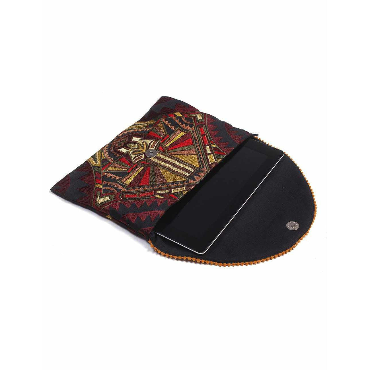 Tribal Embroidered Clutch Pompom Bag- Thailand