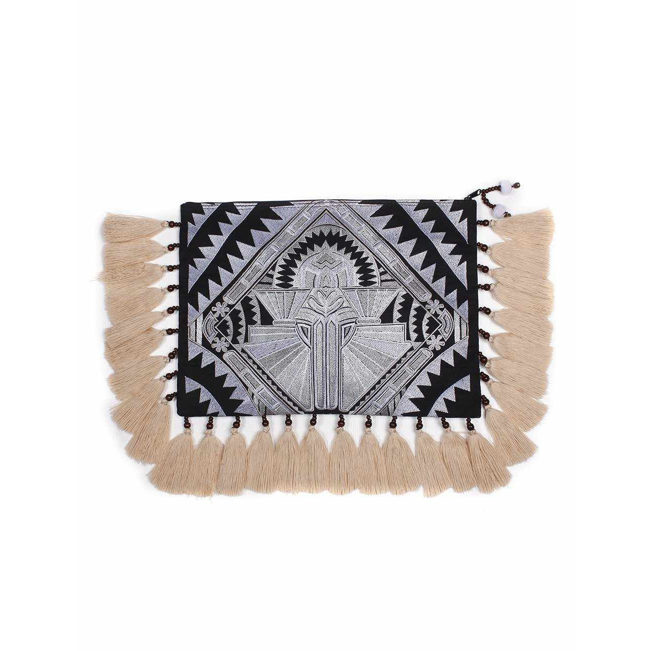 Tahj Embroidered Tassel Computer Cover Clutch - Thailand