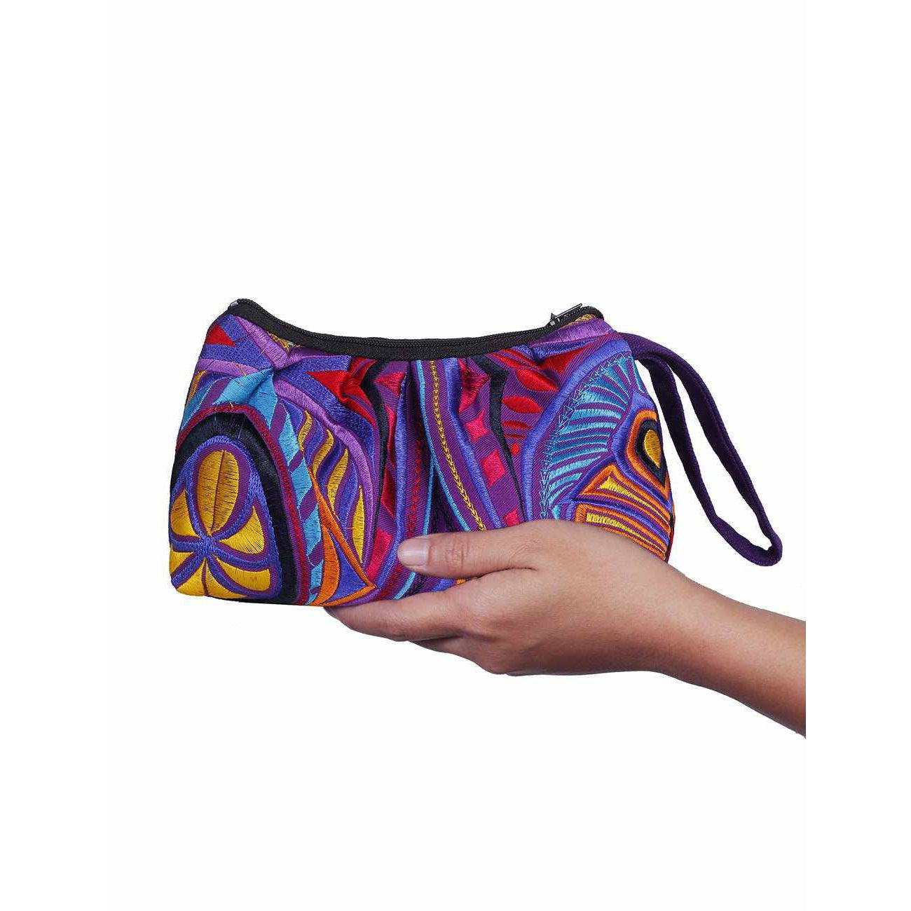 Tahj Embroidered Artisan Wristlet Pouch - Thailand