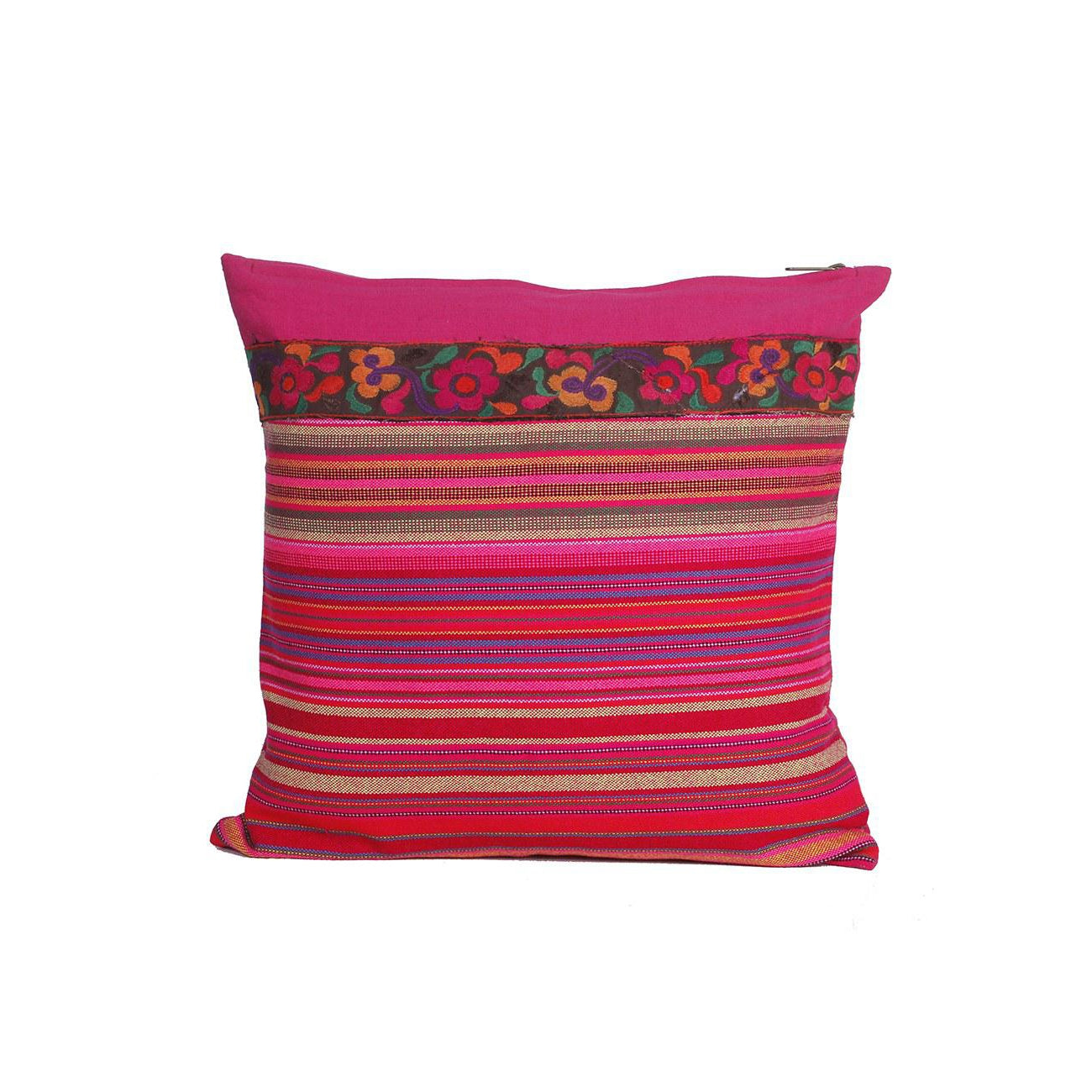 Woven Hmong Fabric Pink Cushion Cover - Thailand