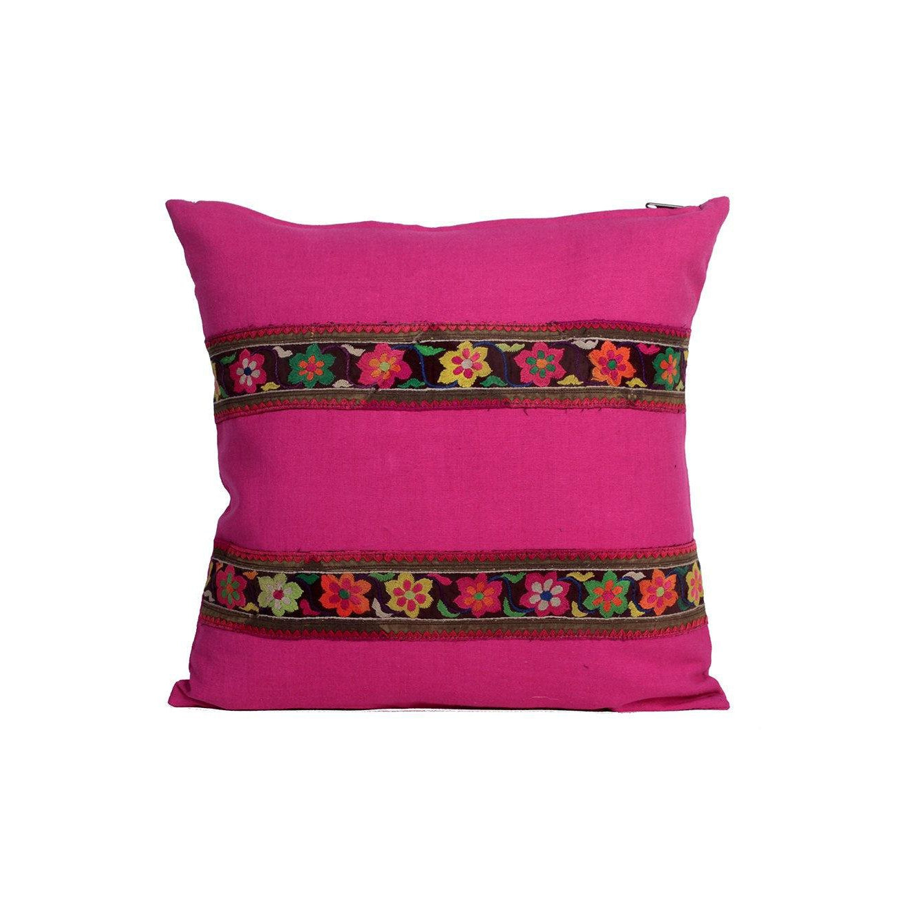 Woven Hmong Fabric Pink Cushion Cover - Thailand