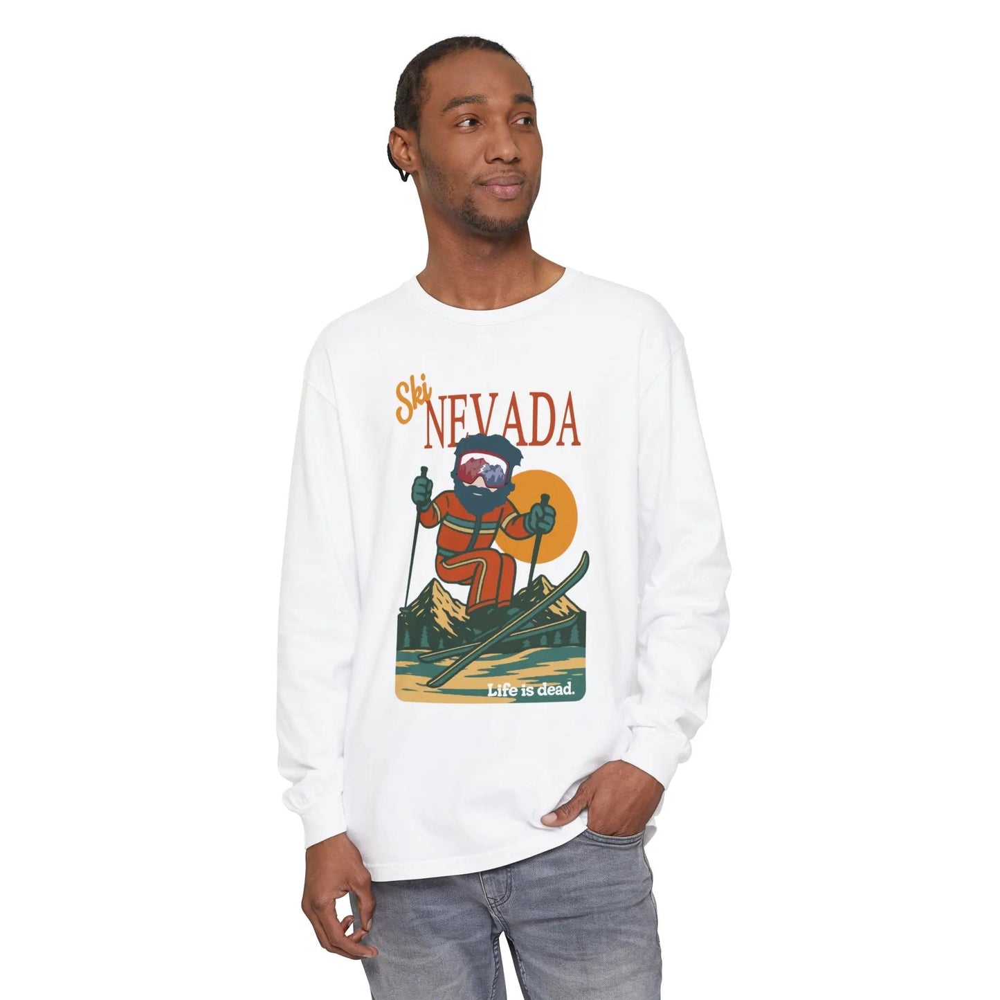 Ski Nevada - Life is DeadMountain Collection Garment-Dyed Long Sleeve T-Shirt