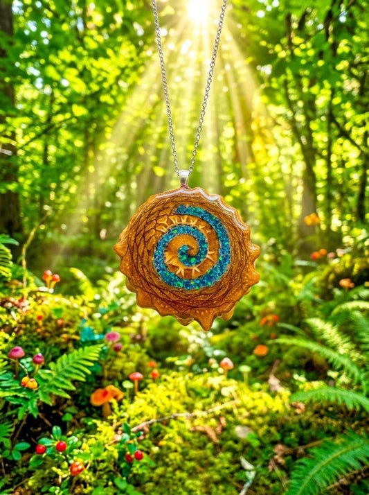 Crushed Opal Spiral Pinecone Pendant #10