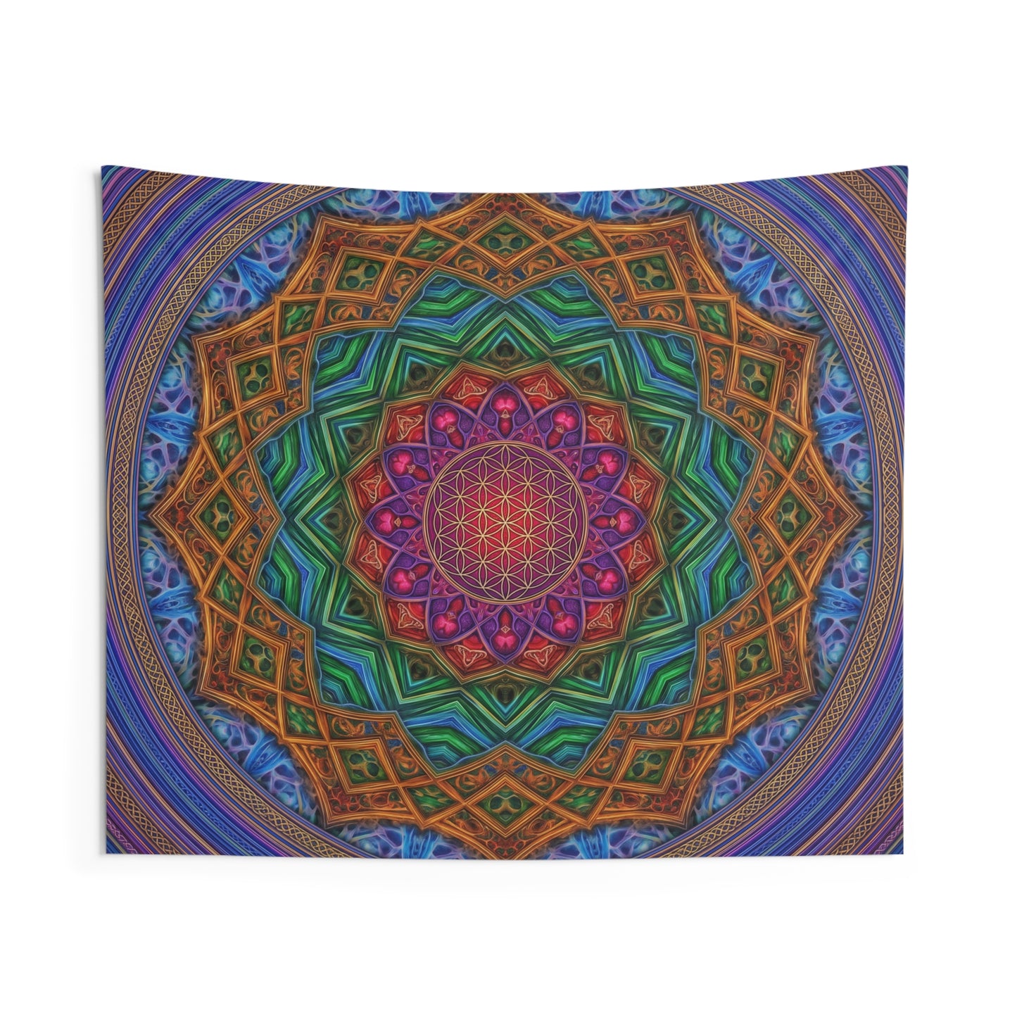 Psychedelic Multicolor Mandala Tapestry