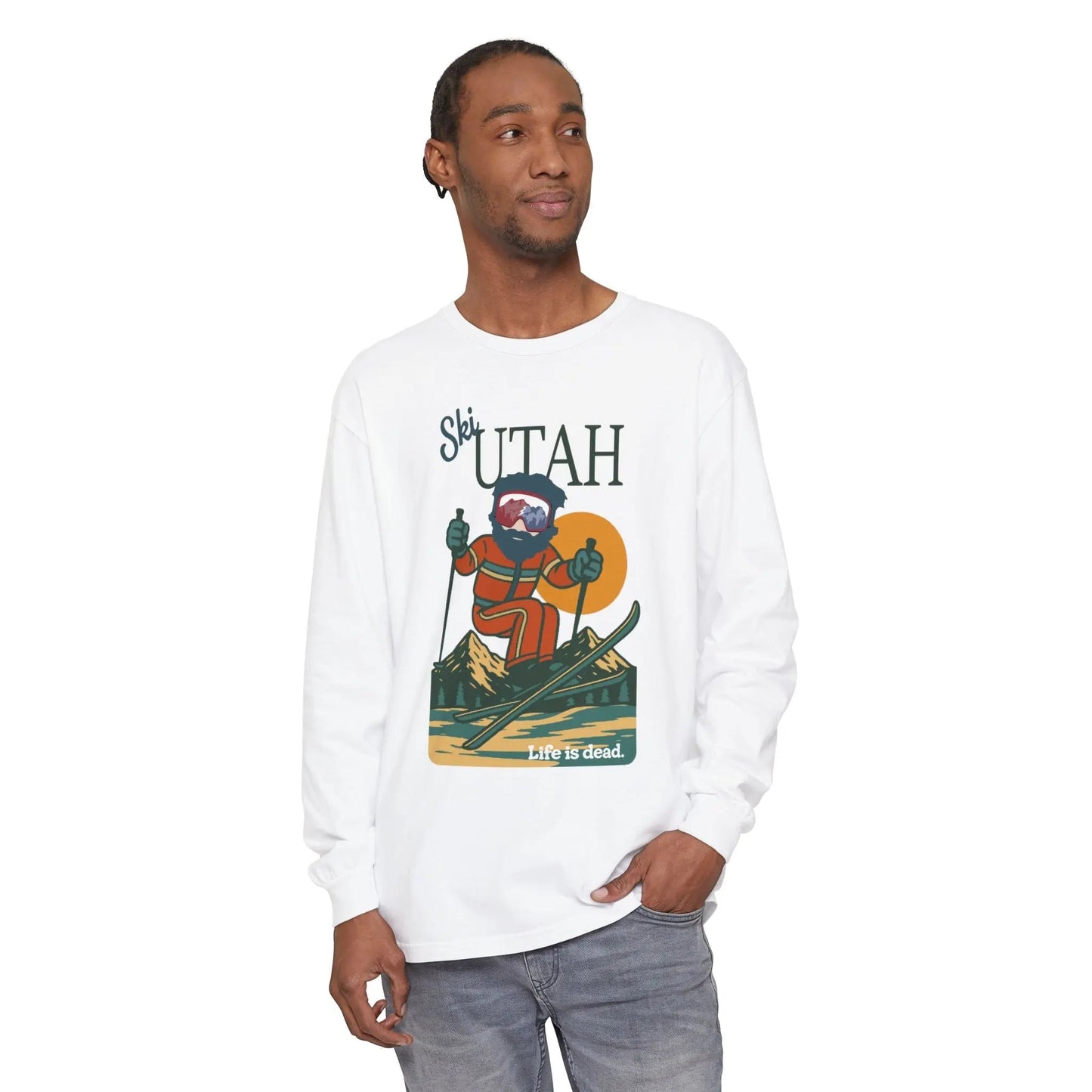 Ski Utah - Life is DeadMountain Collection Garment-Dyed Long Sleeve T-Shirt