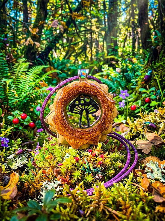 Mushroom Pinecone Pendant | Handmade PNW Resin Jewelry | #112