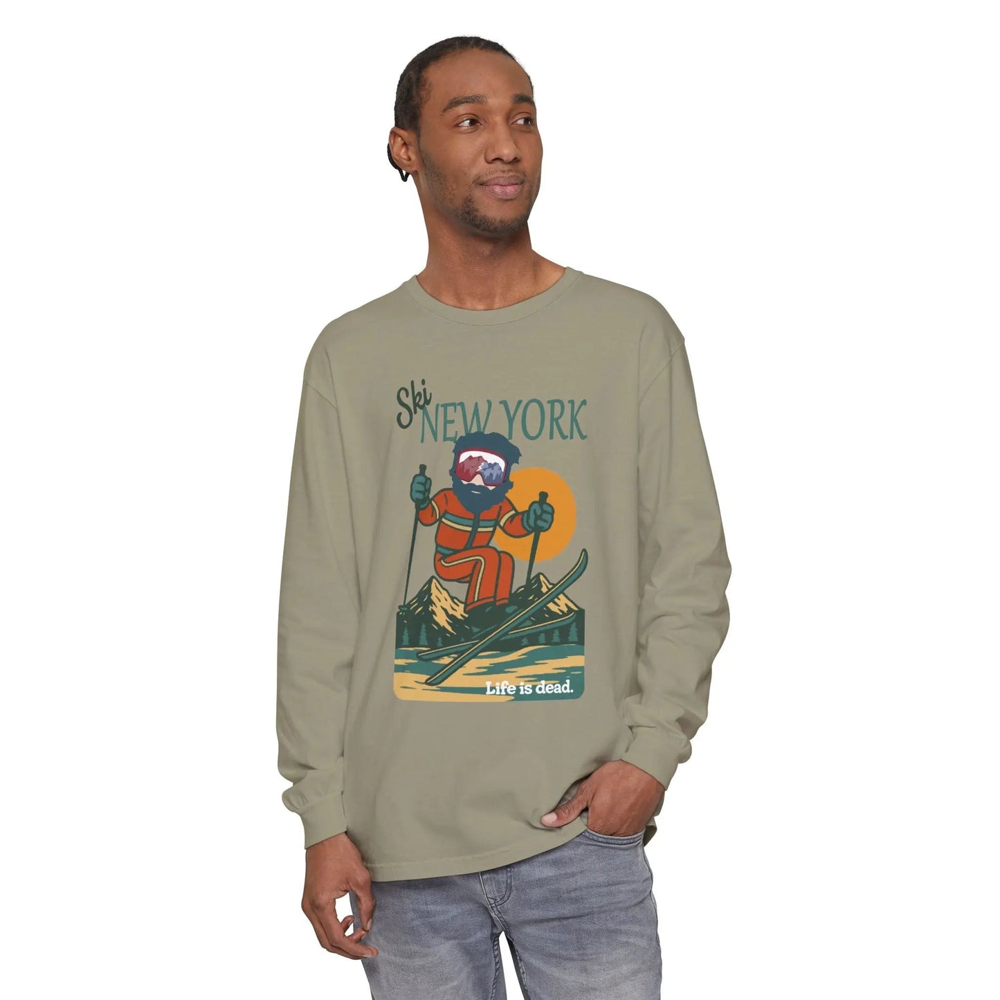 Ski New York - Life is DeadMountain Collection Garment-Dyed Long Sleeve T-Shirt
