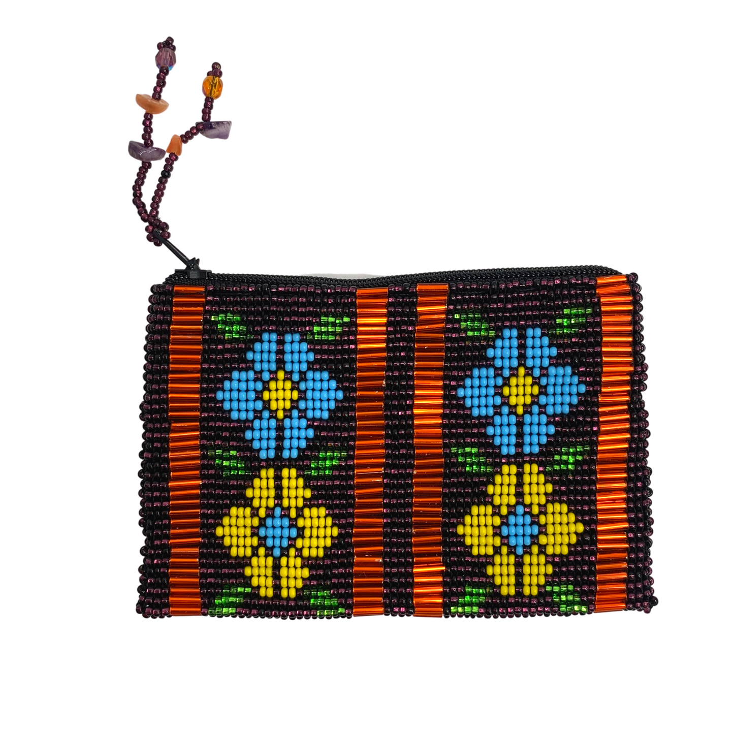 Small Flowers Sead Bead Handmade Coin Purse - Guatemala