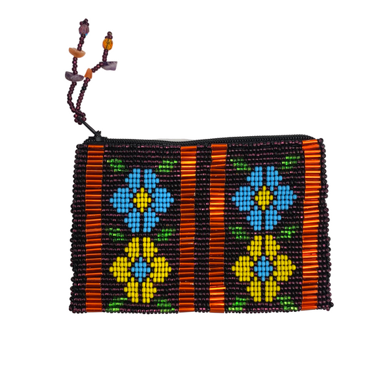 Small Flowers Sead Bead Handmade Coin Purse - Guatemala