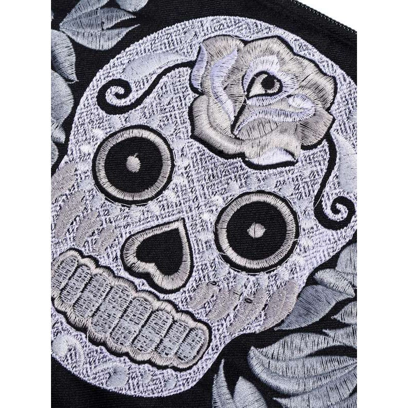 Sugar Skull Embroidered Monochrome Wristlet - Thailand