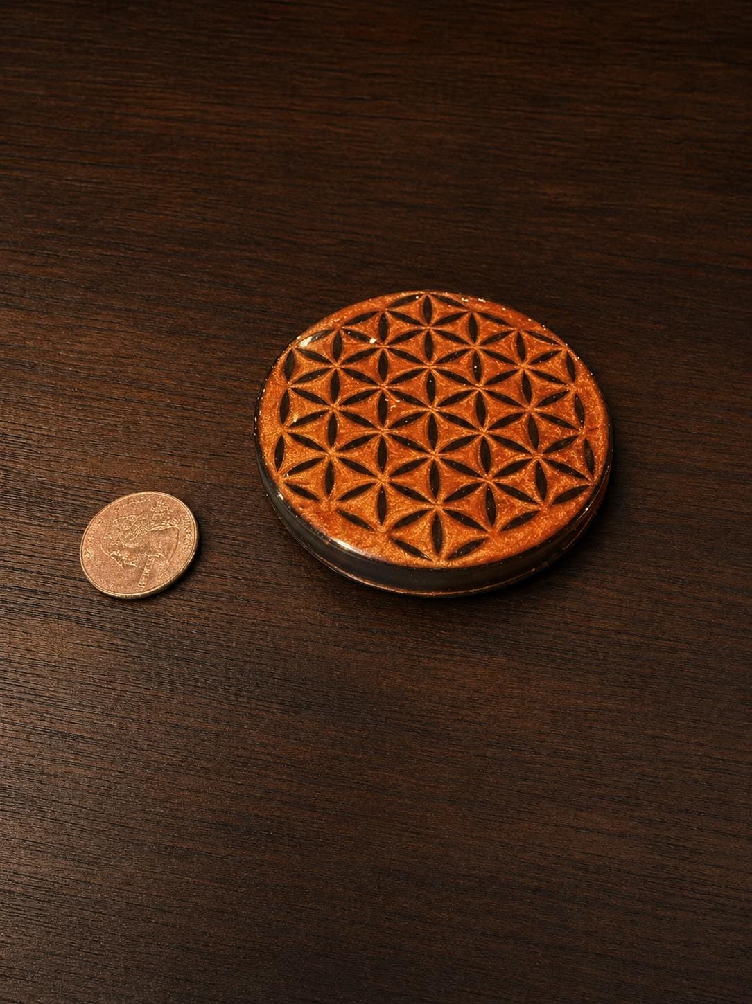 Gold and Black Flower of Life Coasters | Resin Art | Sacred Geometry | Drink Coasters