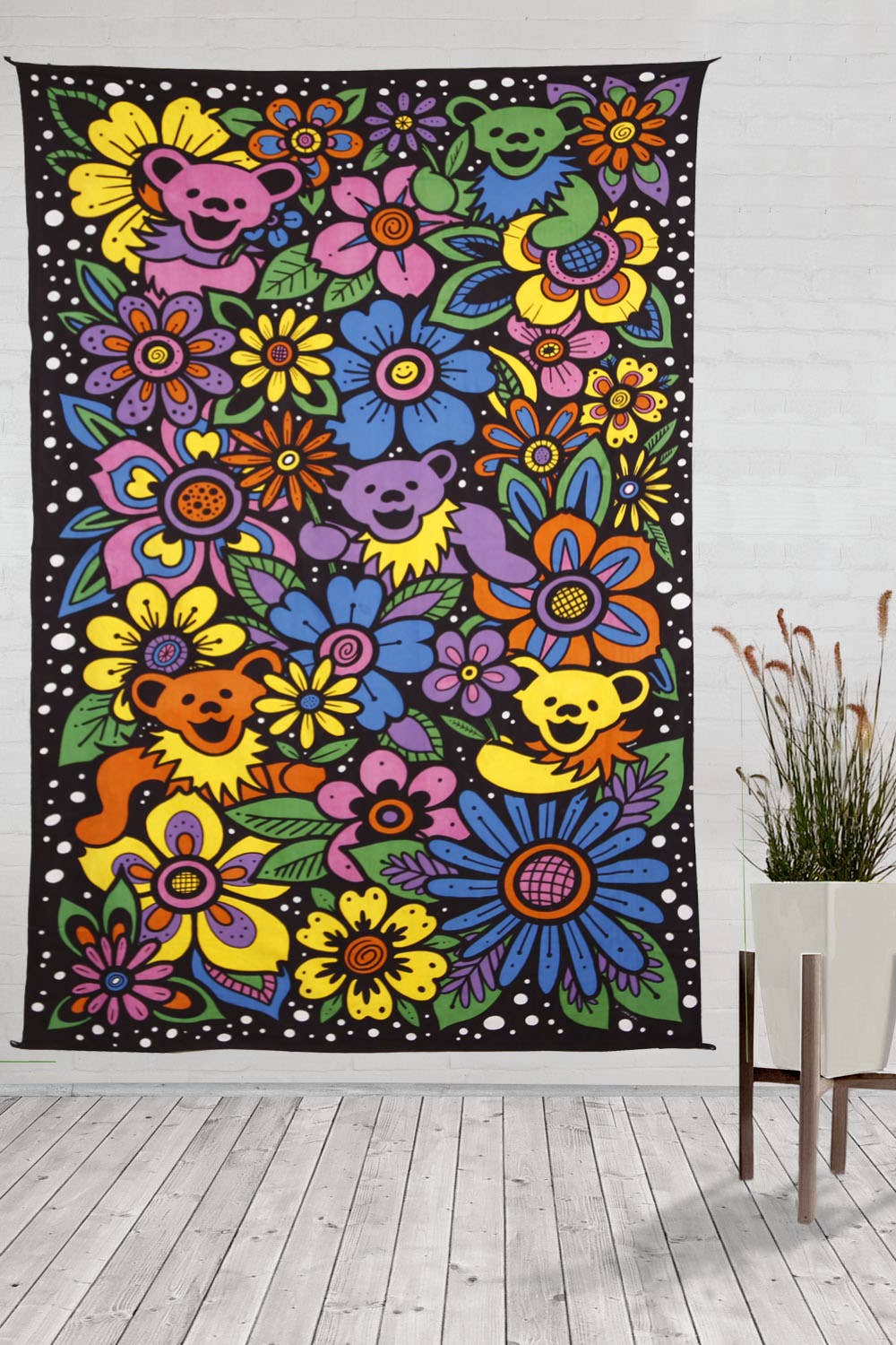 3D Grateful Dead Flower Bears Tapestry: 60x90 inches