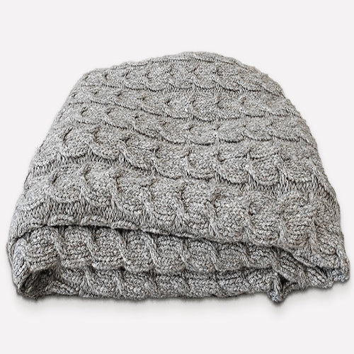 Handloomed Peruvian Pima Cotton & Undyed Baby Alpaca Graphite Cable Throw Blanket - Muru Collection