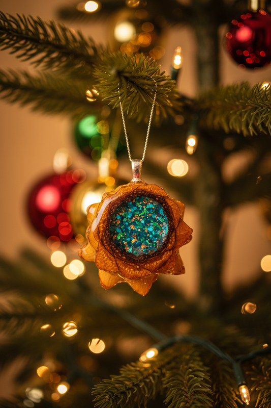 Crushed Opal Resin Pinecone Ornament | Handmade Holiday Forest Decor | PNW Nature Art