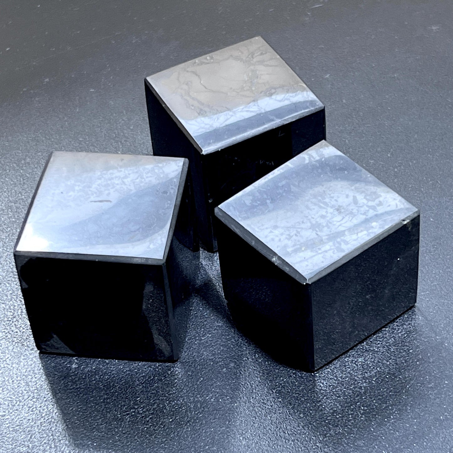 Black Shungite Cube Carving (Type-2) From Karelia Russia