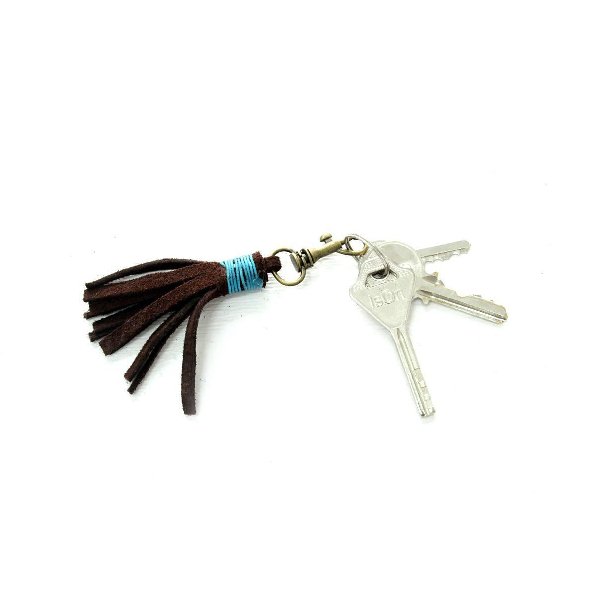 Leather Tassel Zipper Pull | Unisex Handmade Keychain in Minimal Boho Style | Thailand