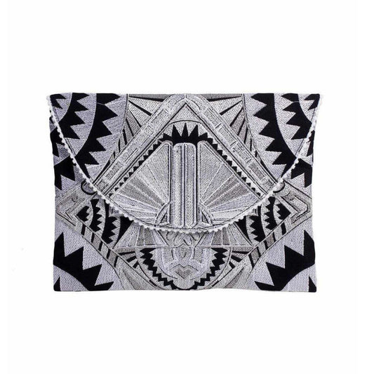 Tribal Embroidered Clutch Pompom Bag- Thailand