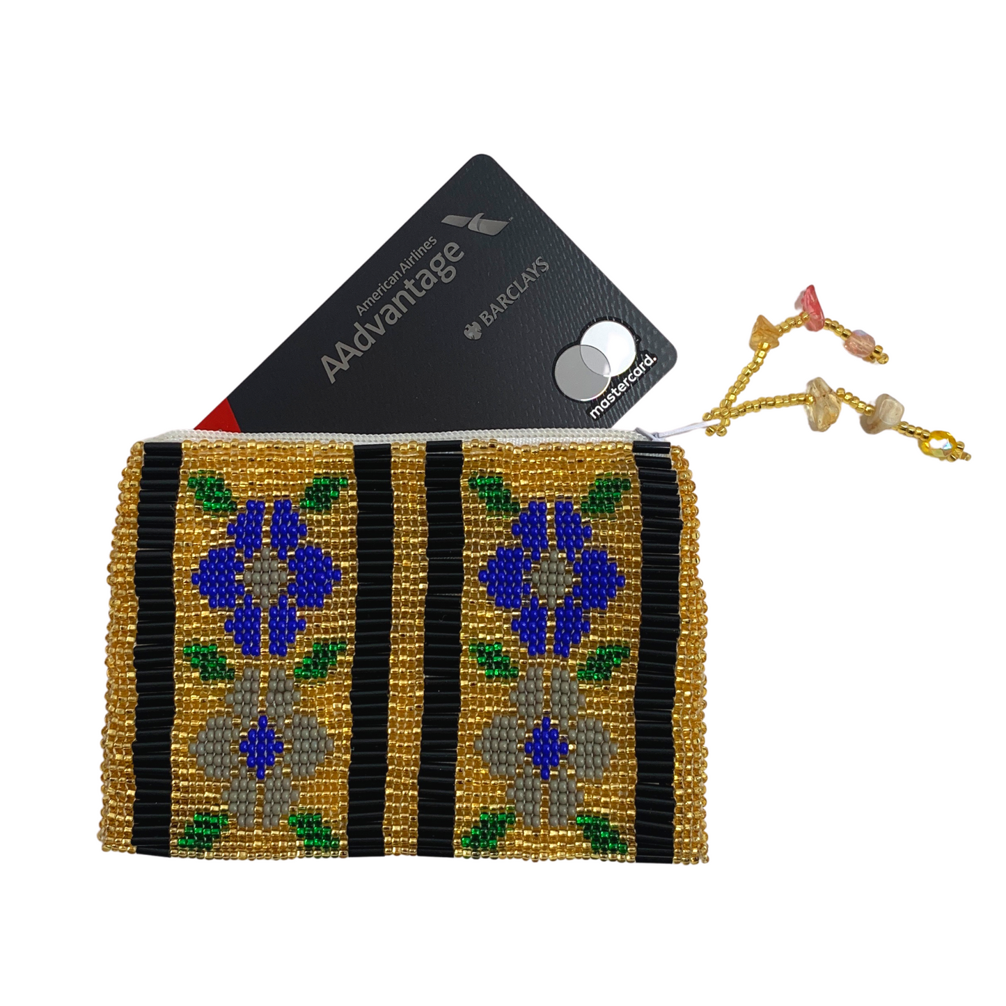 Small Flowers Sead Bead Handmade Coin Purse - Guatemala