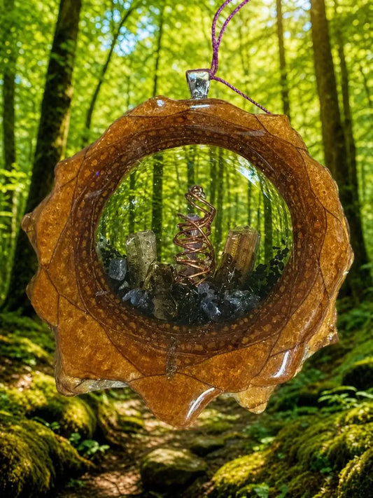 Topaz, Vesuvianite and Tourmaline Pinecone Pendant | Handmade PNW Jewelry | #11