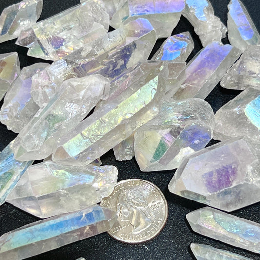 Angel Aura Clear Quartz Crystal Rough Raw Points