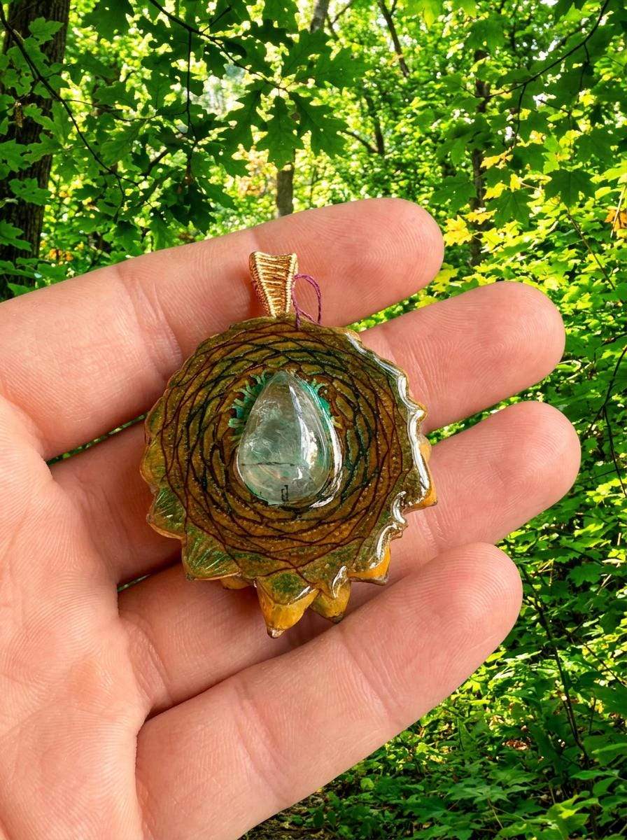 Prehnite Pinecone Pendant