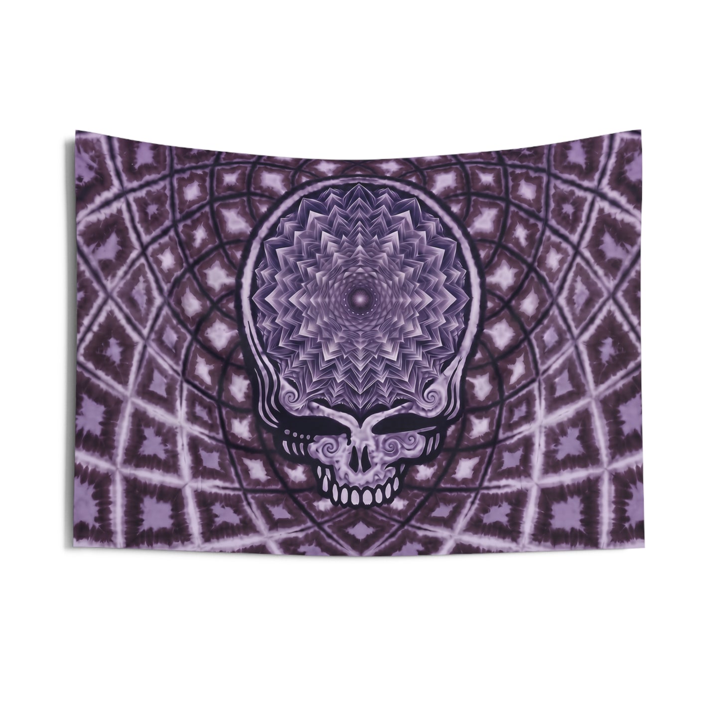 Purple Psychedelic Skull Mandala Tapestry