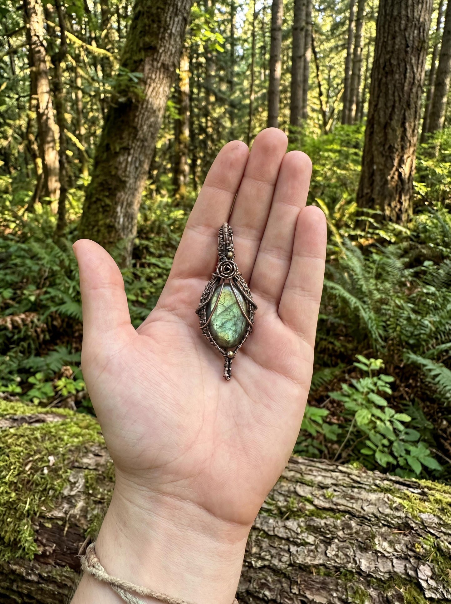 Wire Wrapped Verdantflare Relic Pendant | Labradorite Necklace | Forest Jewelry | Handmade Statement Piece