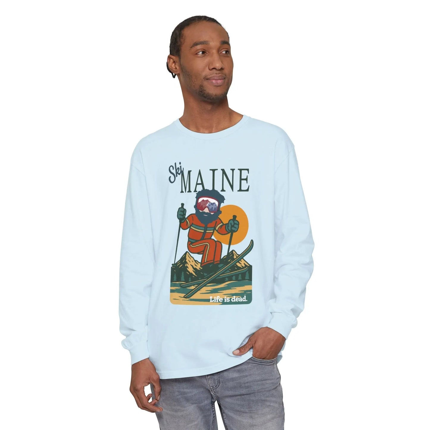 Ski Maine - Life is DeadMountain Collection Garment-Dyed Long Sleeve T-Shirt