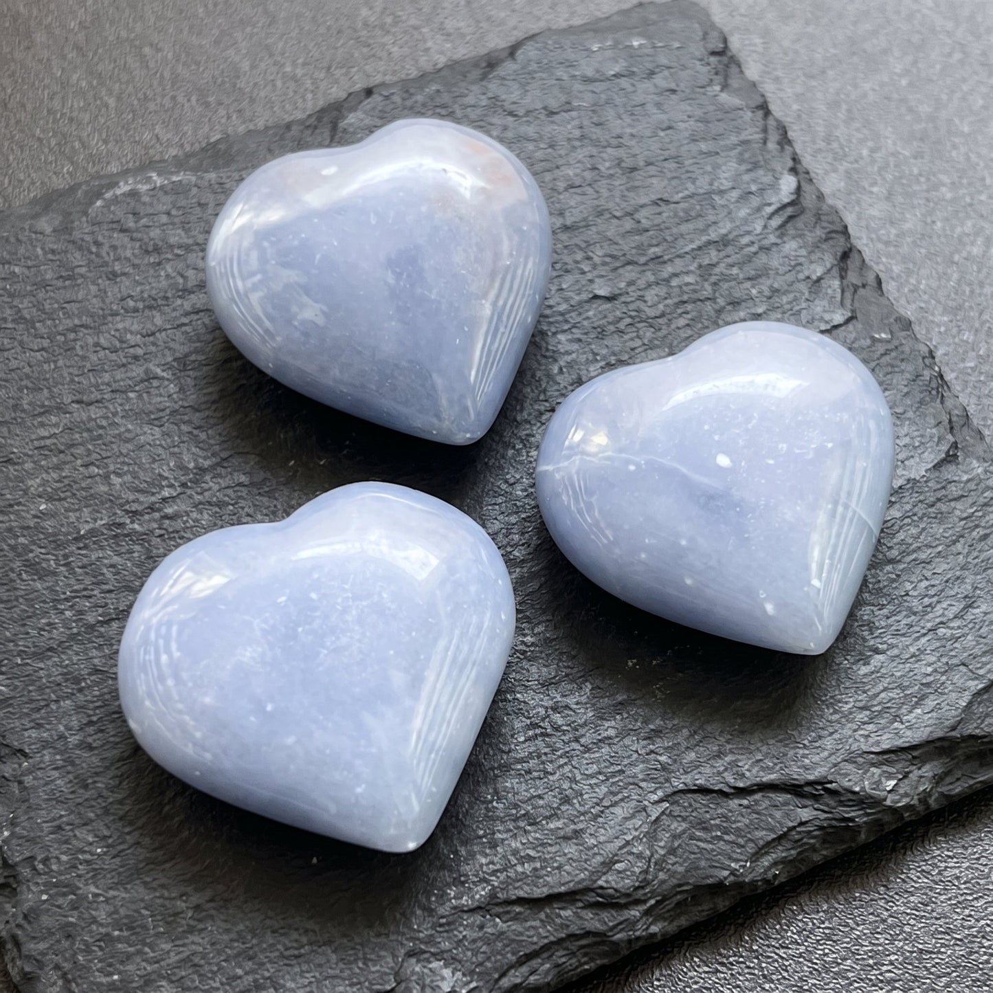 Blue Angelite Crystal Puffy Heart Carving