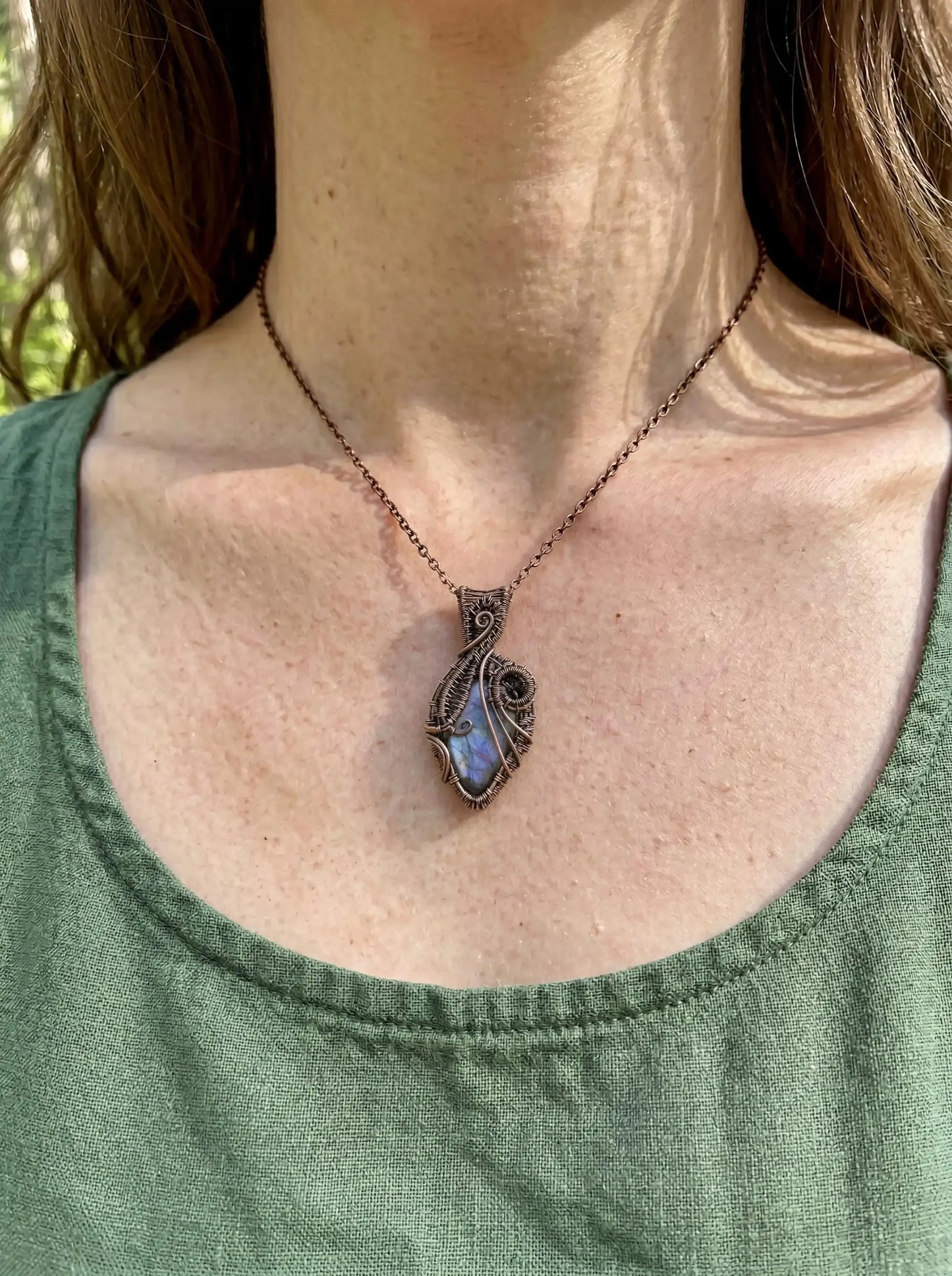 Eclipse Sigil Pendant | Wire Wrapped Labradorite Necklace | Arcane Forest Statement Piece