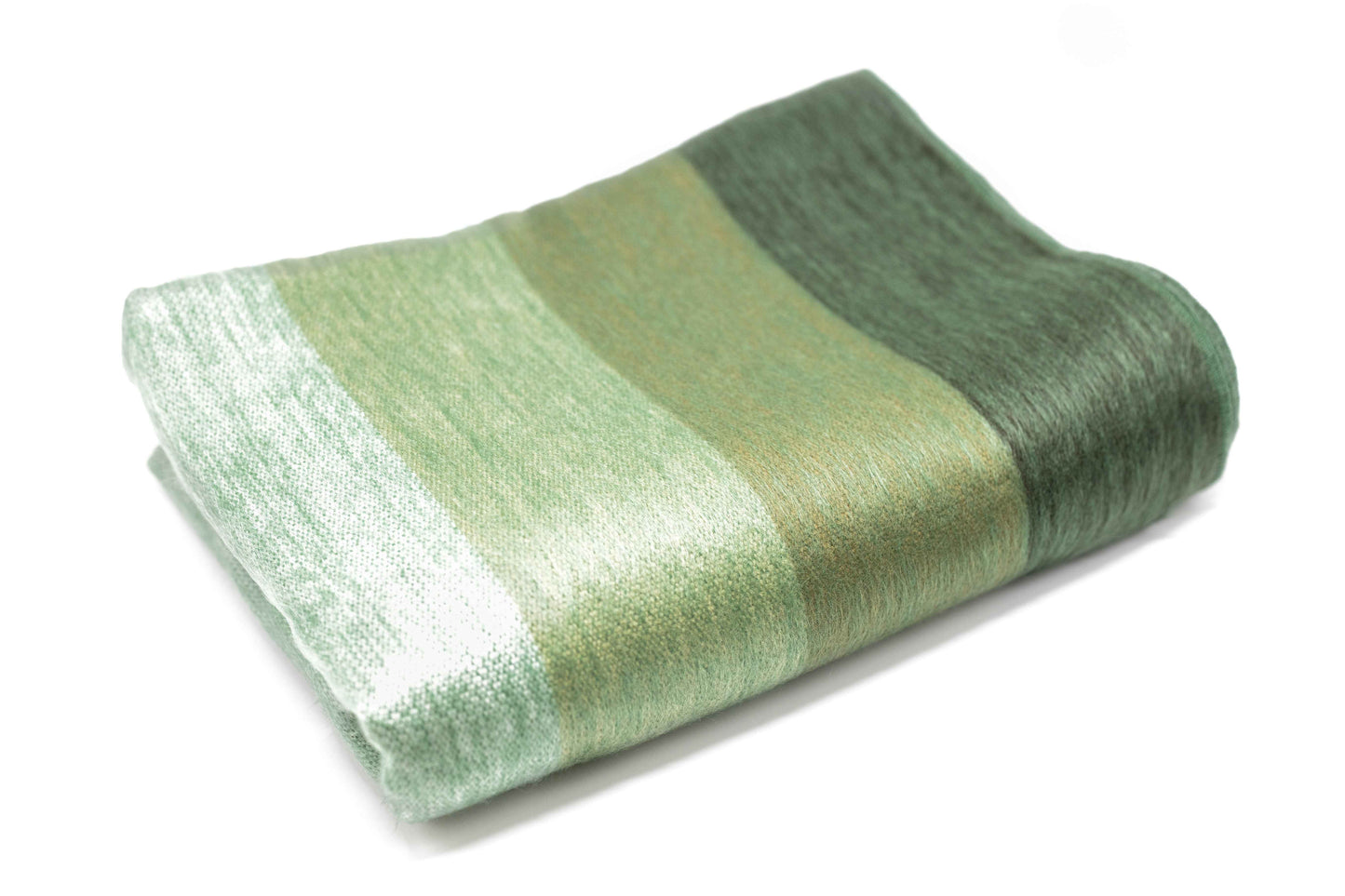 Alpaca Throw Blanket Handwoven From Ecuador - Nawi Collection - Lustrous Sage and Greens