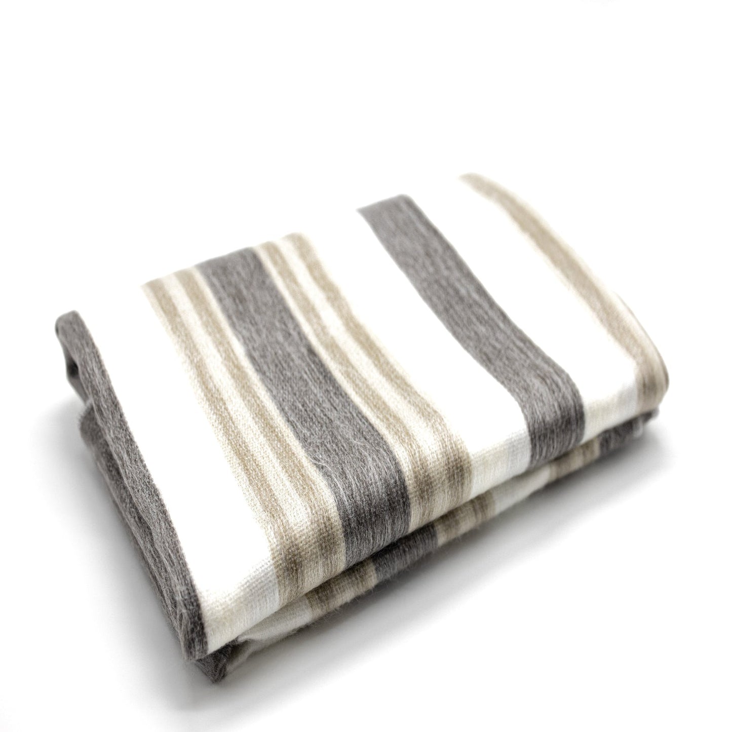 Alpaca Throw Blanket Handwoven From Ecuador - Nawi Collection - Cream & Camel