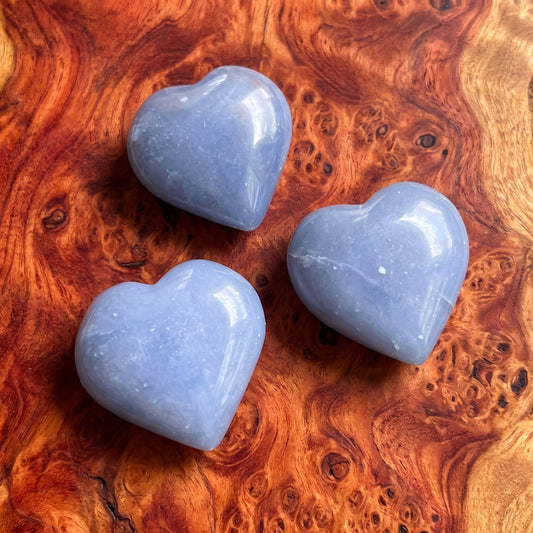 Blue Angelite Crystal Puffy Heart Carving