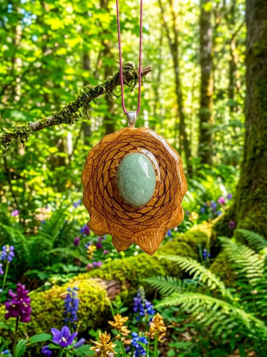 Green Aventurine Pinecone Pendant | Handmade PNW Jewelry | #46