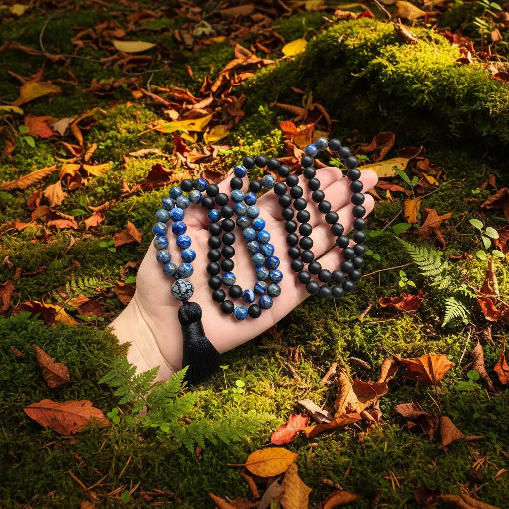 Lapis Lazuli Onyx Obsidian Mala Necklace