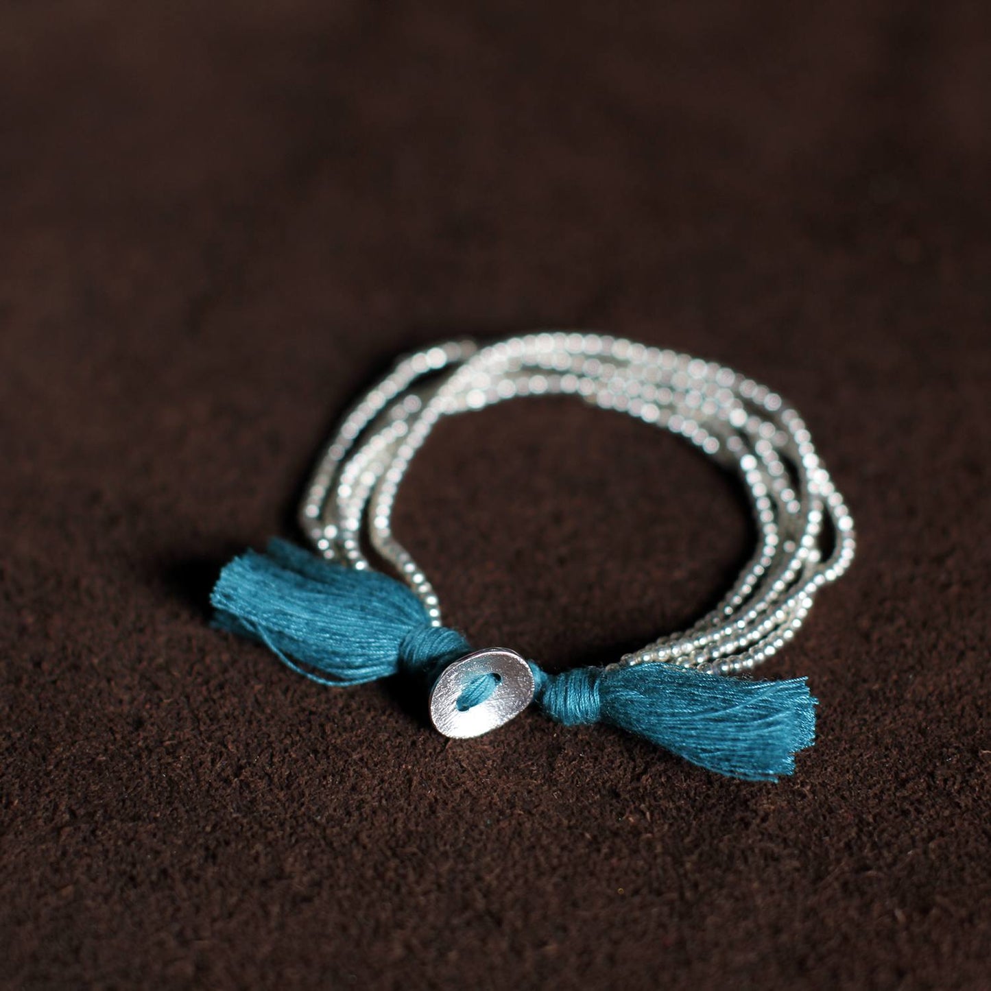 Silver Brass Beads & Tassel Bracelet - Thailand
