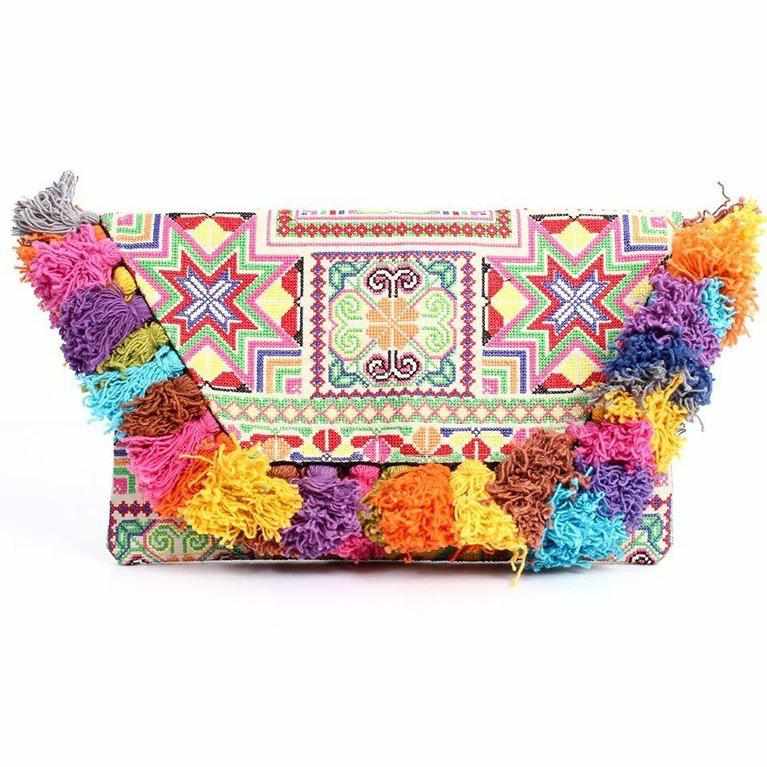 Lotus Star Embroidered Clutch Bag - Thailand