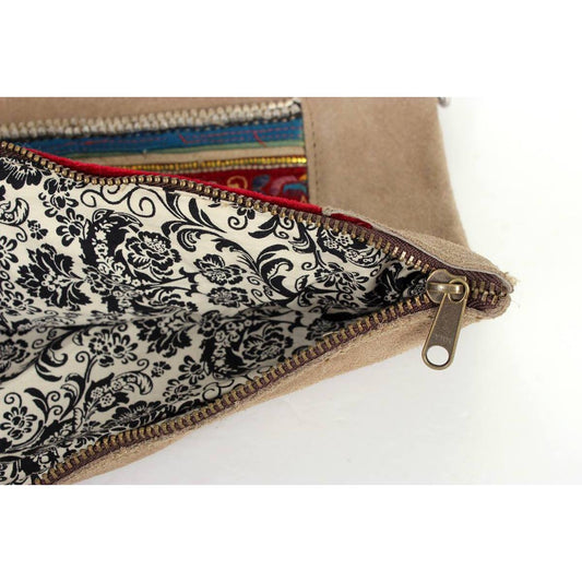 Vintage Fabric + Leather Cross-Body Bag | Clutch With Chain Strap - Thailand