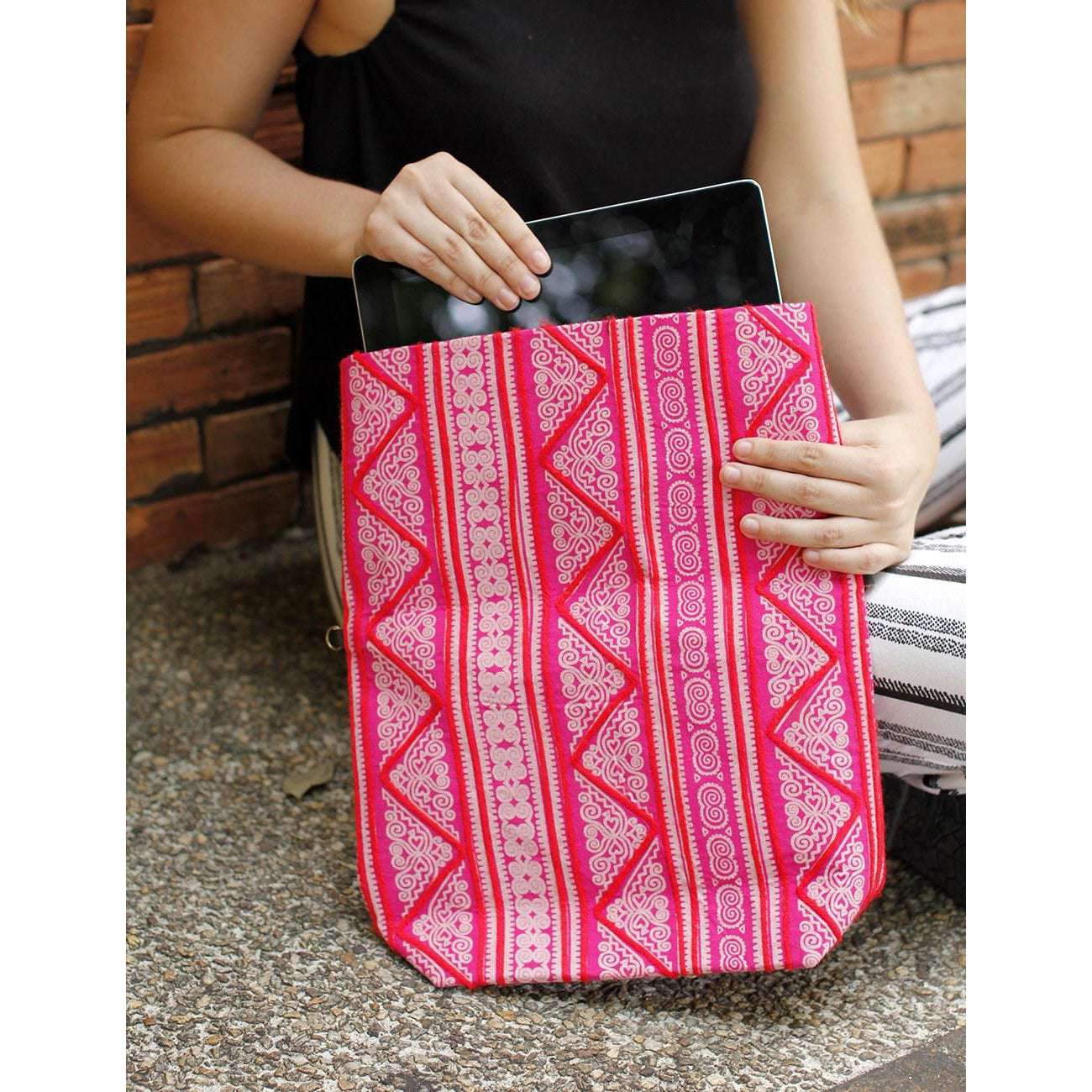 Hmong Fold Over Sling Yarn Crossbody Bag - Thailand