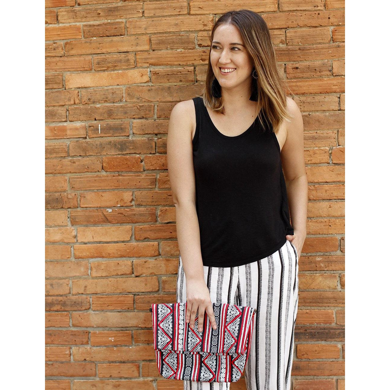 Hmong Fold Over Sling Yarn Crossbody Bag - Thailand